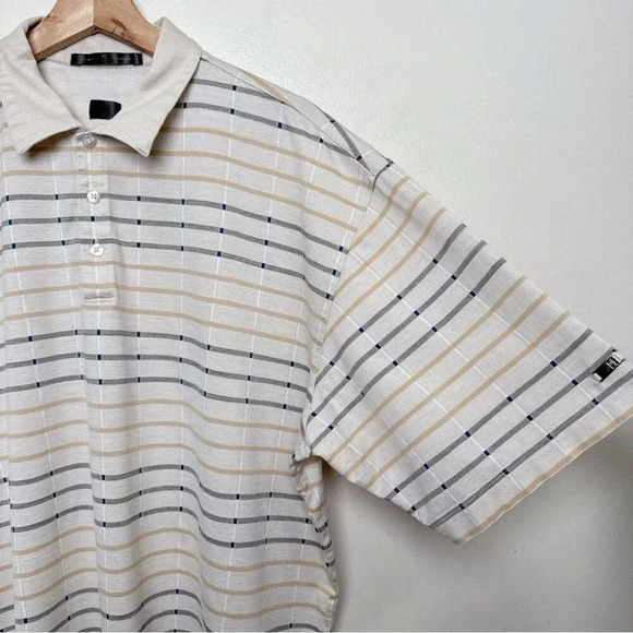 Tiger Woods Mens XL Stripes Cotton Short Sleeve Polo Golf Shirt - Picture 4 of 12